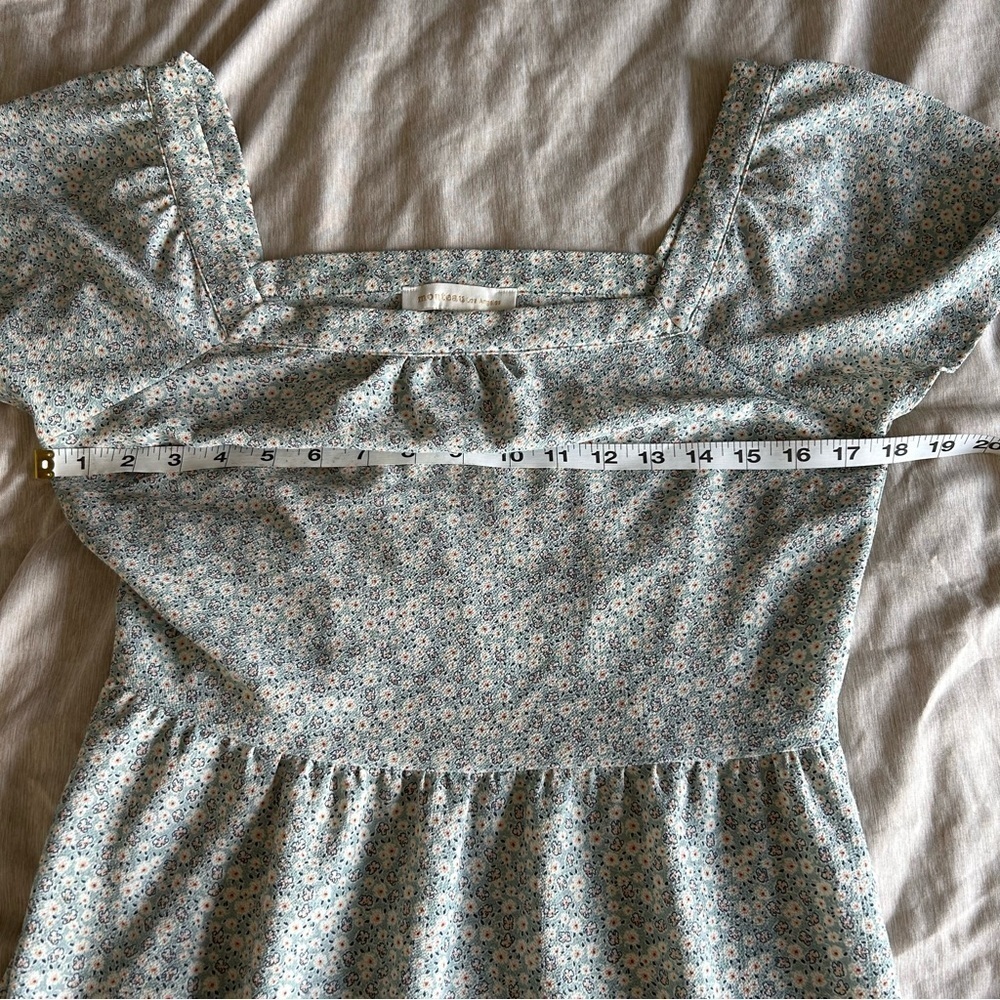 Monteau Cottagecore, Farmhouse, Square Neck Line, Floral Light Green Midi Dress - Picture 7 of 8